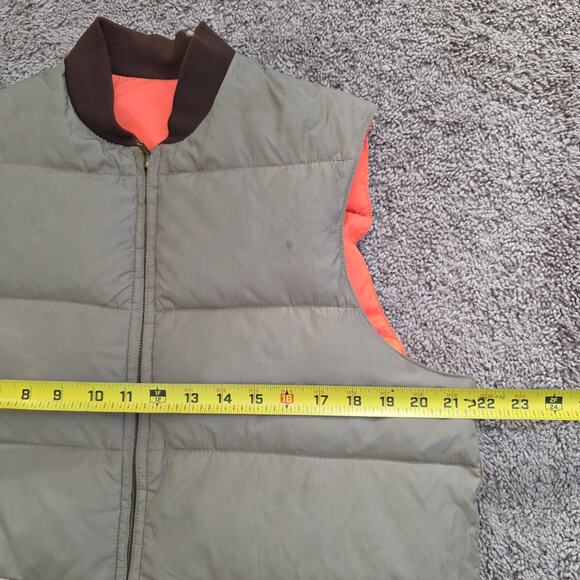 Vintage Kmart Reversible Down Hunting Vest Mens M Beige Orange Full Zip Gorpcore - Picture 10 of 11